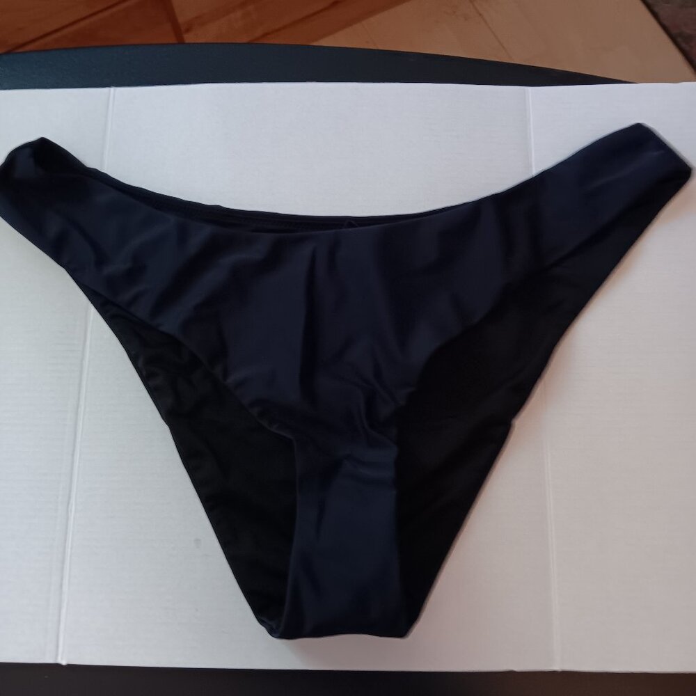 J Crew Women's Bikini Bottom Large Navy Curved Waist Cheeky NWT BC125